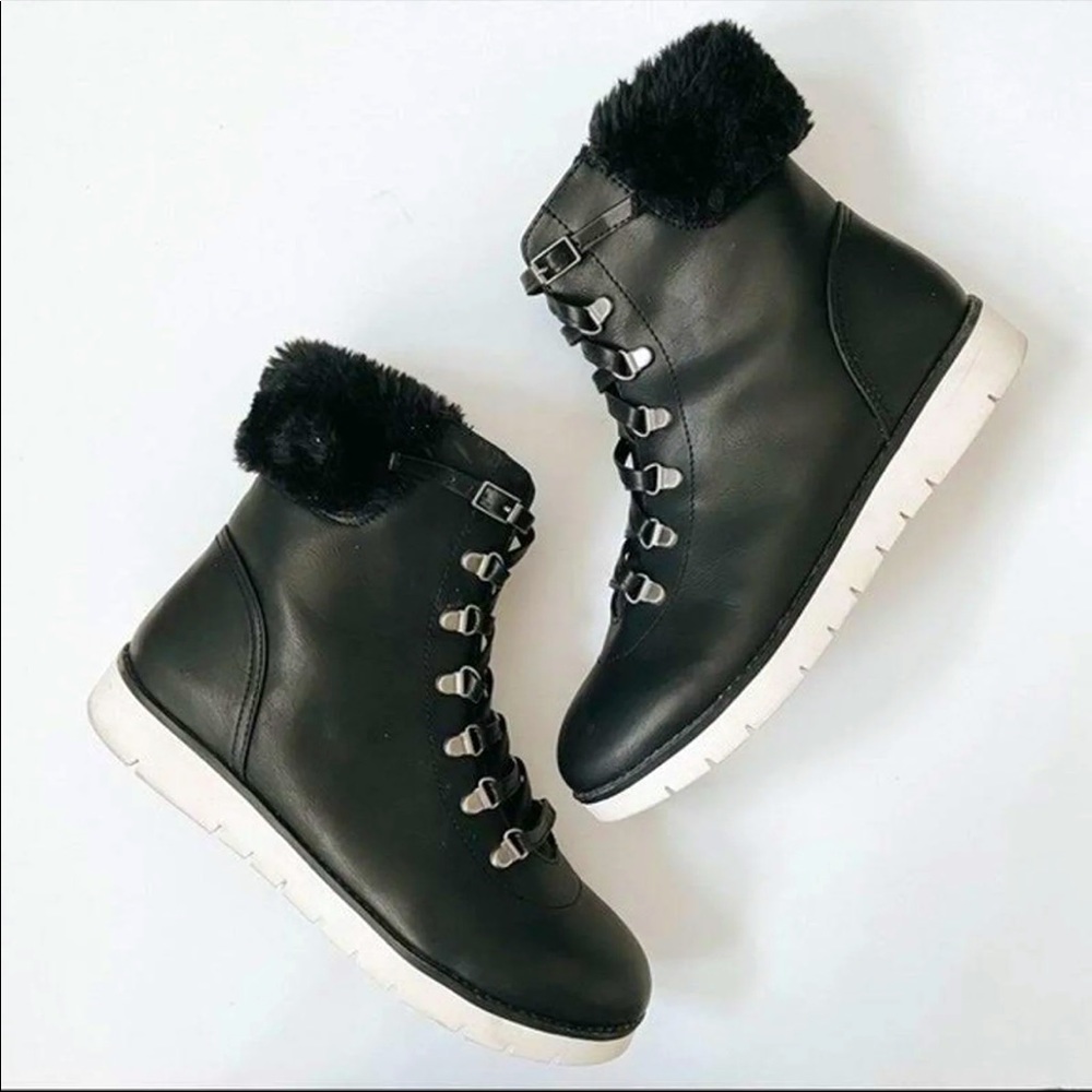 MIA Black Faux fur trim combat boots